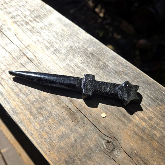 Natural Kharma by Avelon Other - Obsidian hand carved star ceremonial dagger 6"
